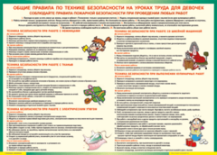Таблица "Правила безопасности на уроках труда для девочек" (100х140 сантиметров, винил) - fgospostavki.ru - Ростов-на-Дону