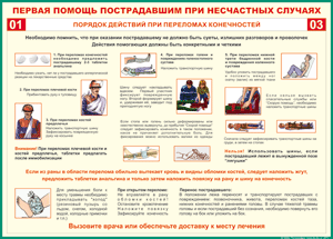 Таблица "Порядок действий при переломах конечностей" (100х140 сантиметров, винил) - fgospostavki.ru - Ростов-на-Дону