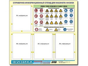 Стенд информационный "Правила техники безопасности в кабинете физики" (80х75, 4 кармана) - fgospostavki.ru - Ростов-на-Дону