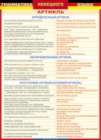 Таблица "Грамматика немецкого языка. Артикль" (100х140 сантиметров, винил) - fgospostavki.ru - Ростов-на-Дону