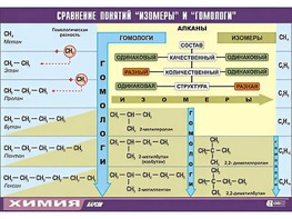 Таблица демонстрационная "Сравнение понятий изомер и гомолог" (винил 70x100) - fgospostavki.ru - Ростов-на-Дону